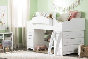 South Shore Imagine Collection Twin Loft Bed with Storage - Pure White